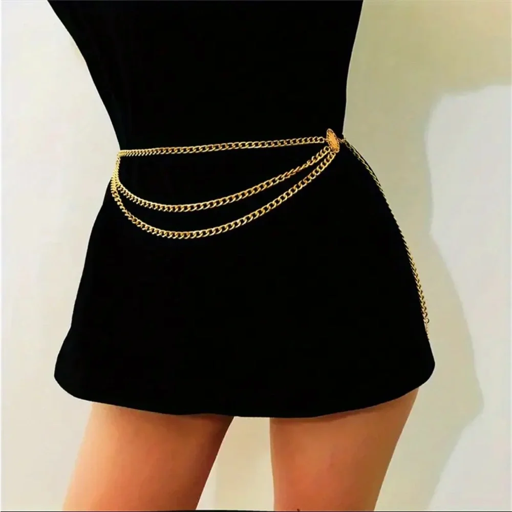 Golden‎ Plated Tassel Belt Chain Elegant Alloy Accessory Versatile Style